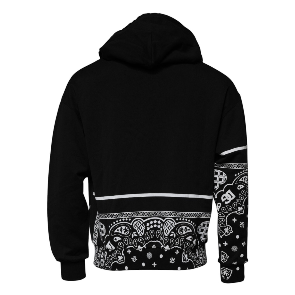 DOLCE & GABBANA Sweater Black Bandana Hooded Men Sweatshirt