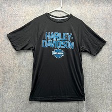 Harley Davidson Shirt Men Medium Black Blue Motorcycle Spell Tee Biker 2018 NEW