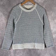 Faherty Sweatshirt Womens Medium Blue White Herringbone Raglan Pullover WKS2124