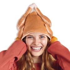 Kangaroo Thanksgiving Plush Roasted Turkey Hat for One Size Fits Most, Tan