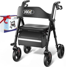 Rollator Walker with Seat 350lb 8" Wheels All Terrain Foldable Lightweight