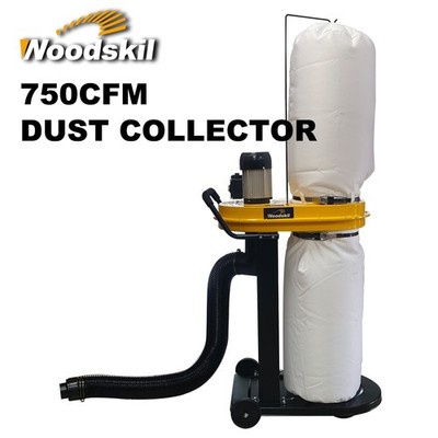 Woodskil 1.2HP Woodworking Dust Collector with 3 Bags, 13 Gallon, 5 Reducers