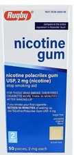 2 pack - Polacrilex Rugby-Nicotine Gum, 2mg, 50 Pieces, OriginalSugarfree