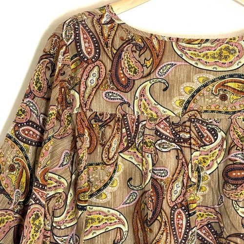 Rusttydustty Dress Sz 0XL Long Sleeve Paisley Bohemian Vertical Lace Insert - Picture 4 of 16