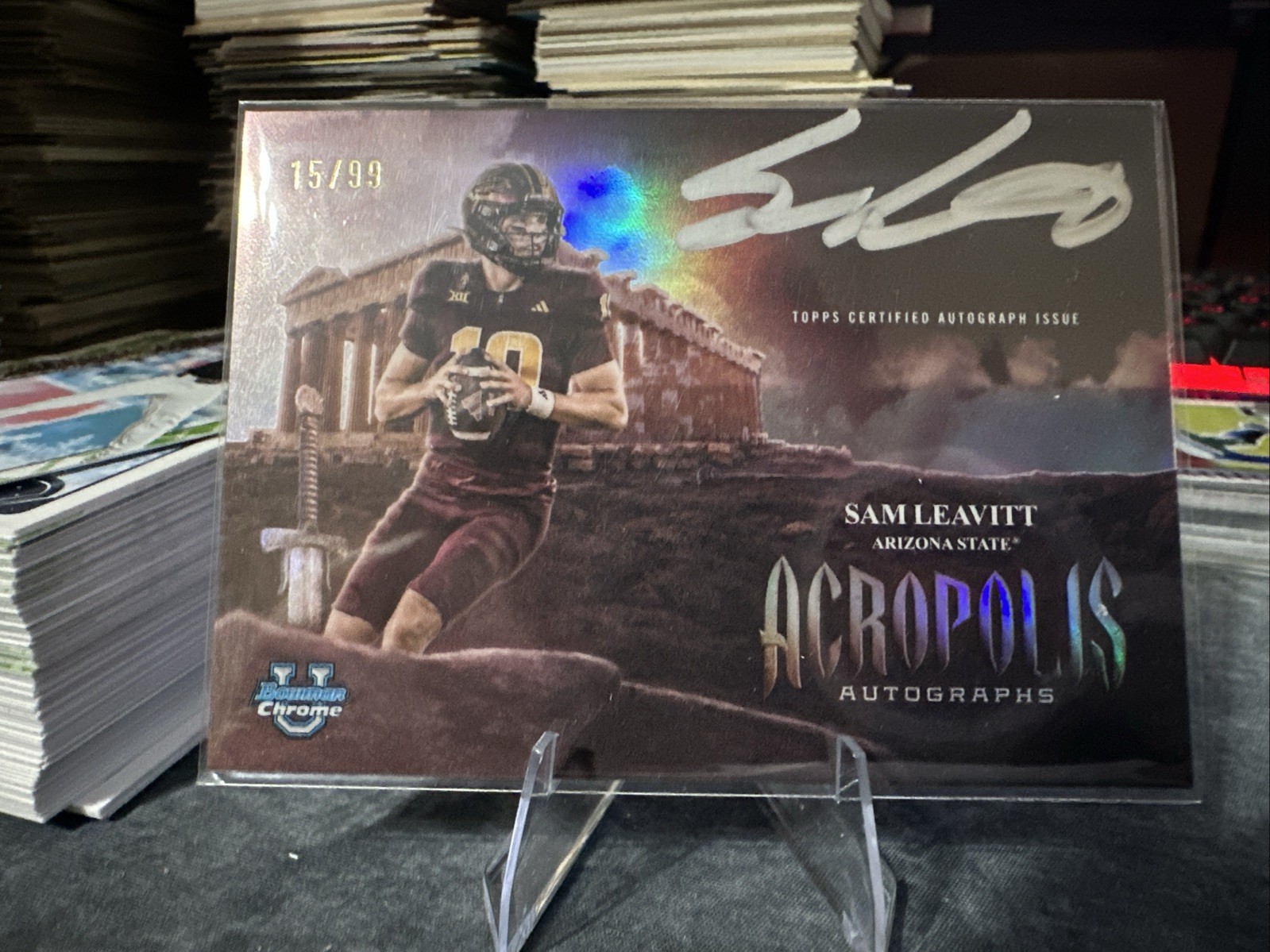 2025 Topps U-Bowman Chrome (AA-SL) Sam Leavitt Acropolis AUTO 15/99🔥🔥🔥