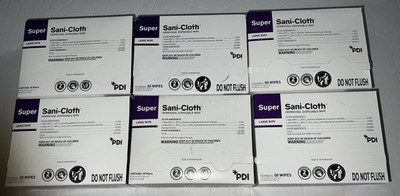 6 BOXS PDI Super Sani-Cloth Large Disinfecting Wipes 5'' x 8'' (H04082) 300 Wipes
