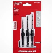 * Milwaukee #6/#8/#10 Countersink Drill Bit Set for Clean Wood, 48-13-5003