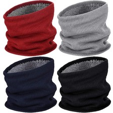 4 Pack Winter Fleece Lined Neck Gaiters for Men Women Knitted Thermal Neck Wa...