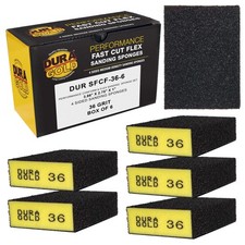 36 Grit 4-Sided Hand Sanding Block Sponges, 6/Box - 3.9" x 2.75" x 1" Wet or Dry