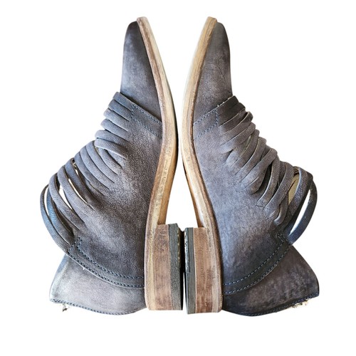 Free People Leather Ankle Boots Lost Valley Women's Size 38 8 Grey Blue Booties - Picture 5 of 10