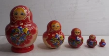 Russian Nesting Wood Dolls 5 piece Set Hand Painted 4" High x 3" Wide