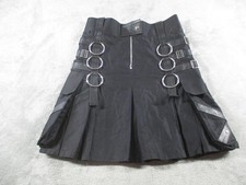 Utility Kilt Mens 30 Black Gothic Punk Cargo Belted Pleated Strap Pockets