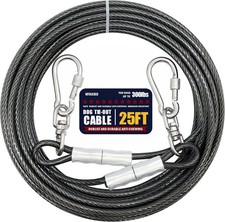 Dog Tie Out Cable 25Ft   Heavy Duty 1000Lbs Break Strength, 5Mm Diameter Chew Pr