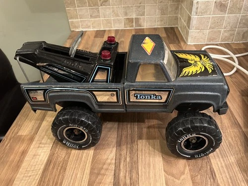Vintage 1970s Tonka - Wrecker Tow Truck - Metallic Gray Tow Truck Metal - 11062