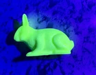 Vintage MOSSER GLASS Bunny Rabbit Figurine Milk White Light Yellow Custard