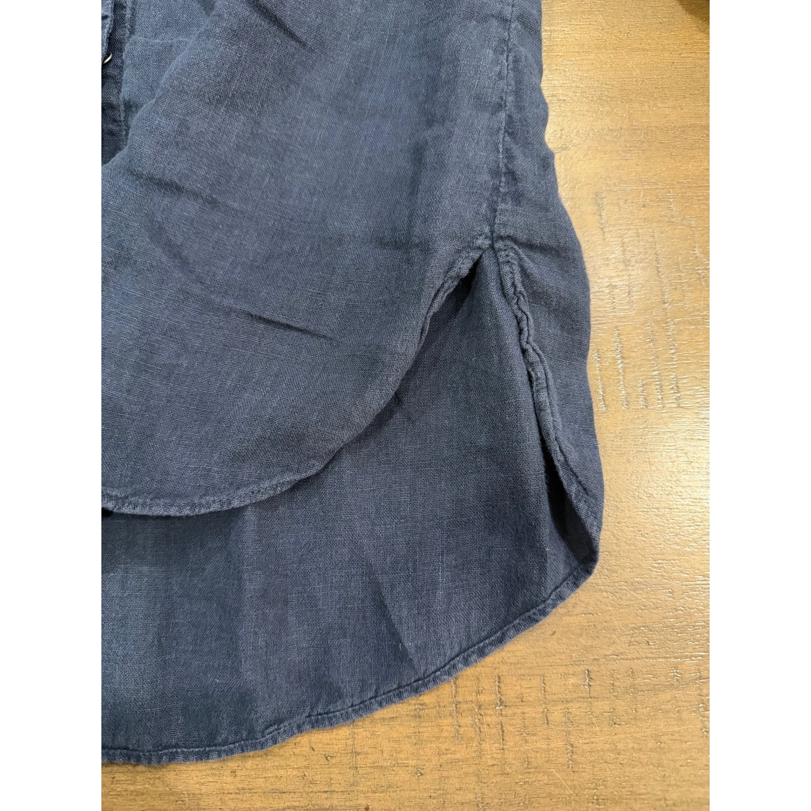 ZARA BASIC Navy Blue V Neck Button Front Long Sle… - image 6