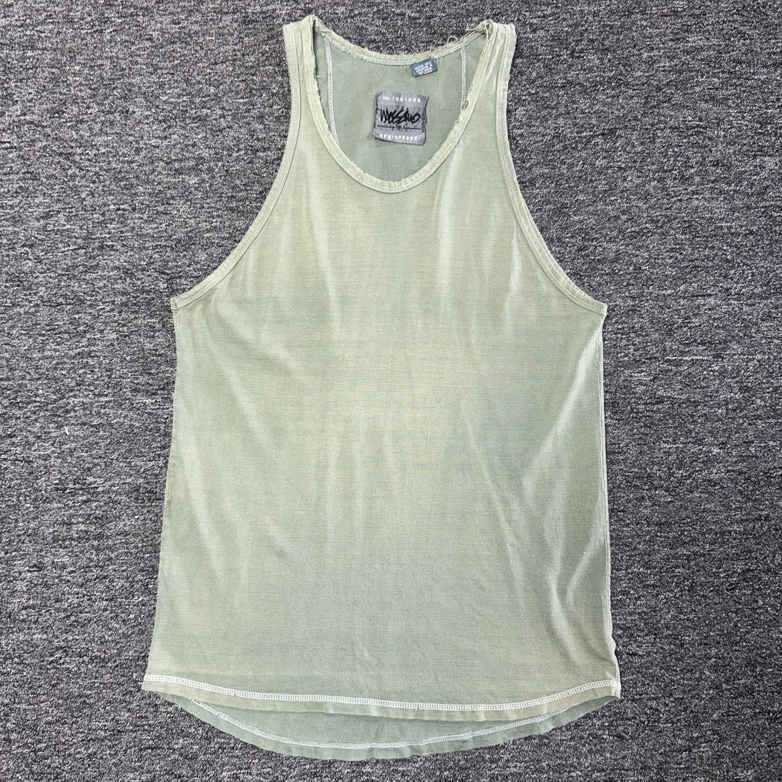 Vintage 90s Y2K Mossimo Gradient Faded Thrashed Green Tank Top Shirt - Size M