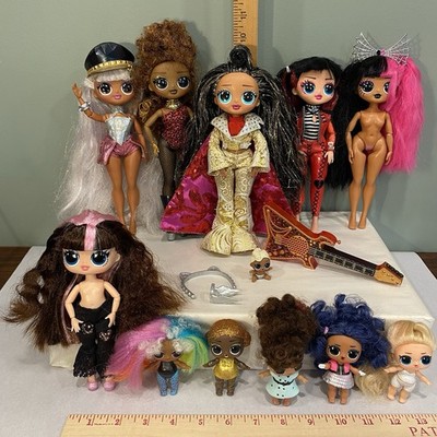 LOL OMG  Fashion Dolls Mixed Lot Elvis Spicy Babe Rock Guitar & Lil Sisters Lot
