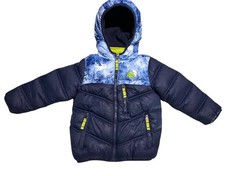 Snozu Boys Hooded Puffer Jacket Coat With fleece Lined Inner Bib Navy Lime 4T