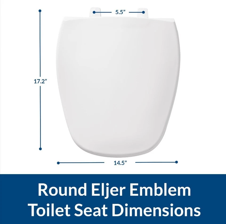 Asiento de inodoro de plástico con emblema BEMIS Eljer, para inodoros redondos con emblema Eljer, blanco Foto 3 de 4