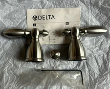Delta H216SS Victorian Metal Lever Handle Set  of 2, Stainless Steel Finish