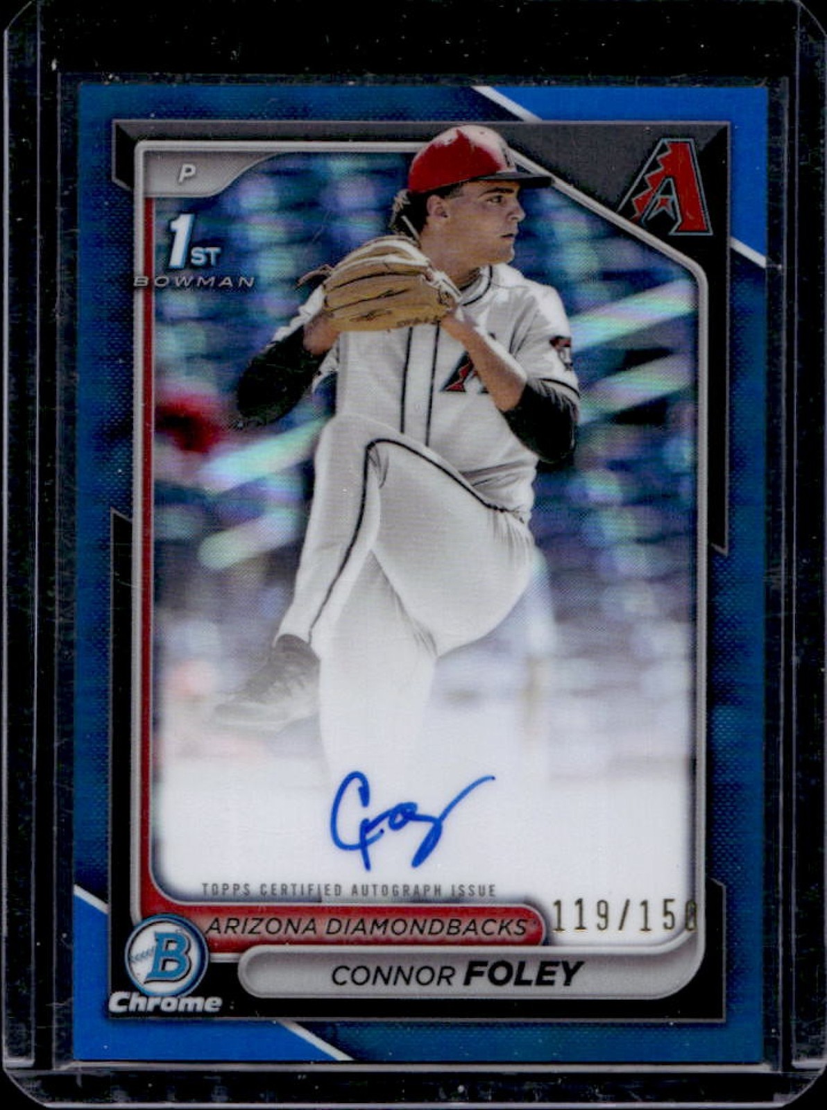 2024 Bowman Draft Connor Foley Chrome Auto Blue Refractor 1st #/150 Diamondbacks