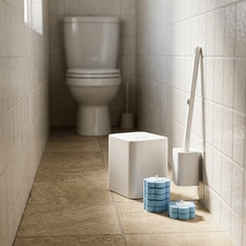 Minimalist Disposable Toilet Brush Handle - No Replacement Heads with Slim Stand