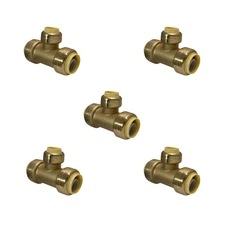 5 Pack XFITTING 3/4" x 3/4" x 1/2" Push Fit Tee, Push to Connect Tee, Lead Free