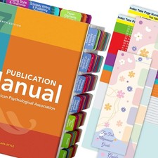 Index Tabs for the APA Publication Manual 7th Edition, Book Medium, Colorful