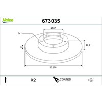 2X Valeo 673035 Bremsscheibe FüR Mercedes Benz A Klasse B CLA W246 W242 C117