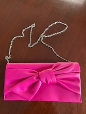 Inc International Concepts Hot Pink Bow Clutch Crossbody Purse w/chain, Preowned