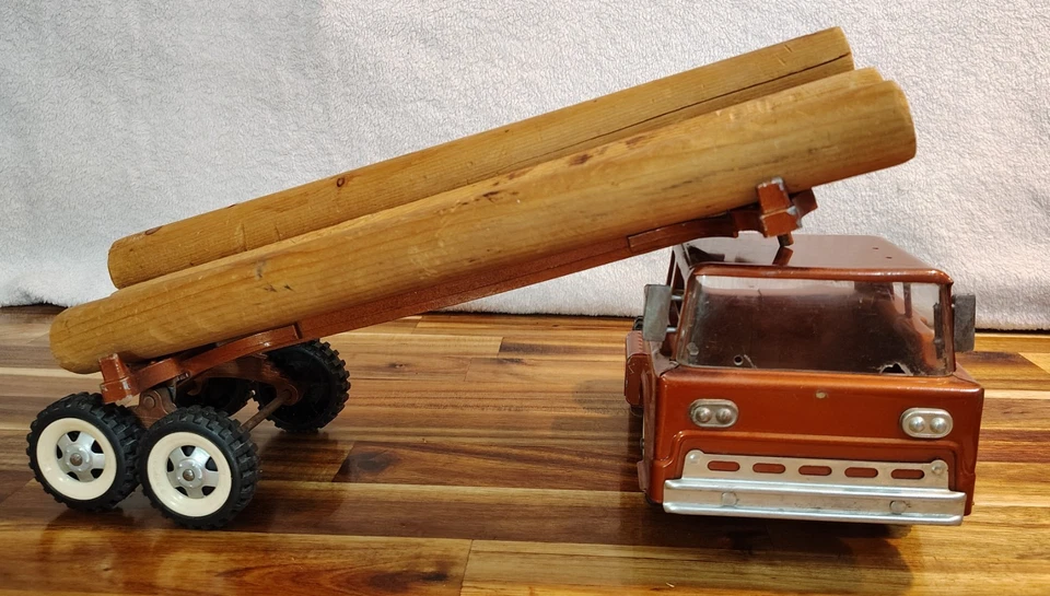 复古 Structo Logging 半卡车-铜棕色约 23 英寸。 — 第 3/4 张图片