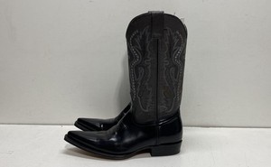 El Paisano Black Gray Leather Pointed Toe Western Cowboy Boots Men's Size 10