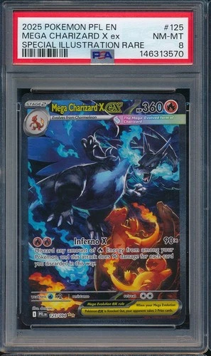 2025 Pokemon PFL EN 125 Mega Charizard X ex PSA 8 Special Illustration Rare