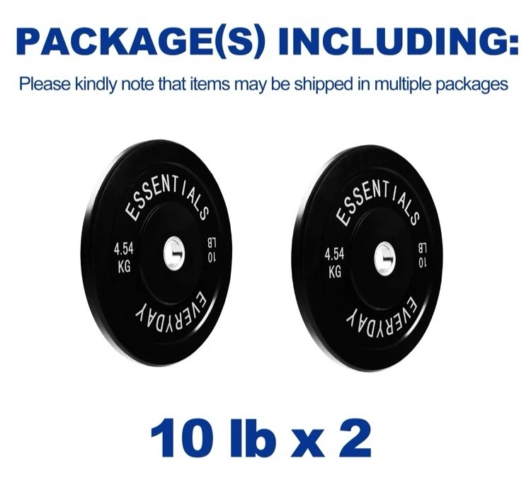 Par de placas de peso de parachoques de goma olímpica de 10 lb - BalanceForm negro - NUEVO Foto 3 de 3