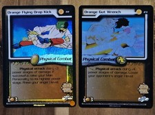 2002 Dragon Ball Z Foils Score Orange Flying Drop Kick & Orange Gut Wrench NM/Ex