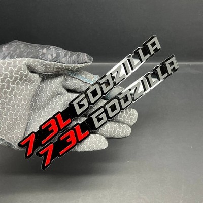 2PCS 7.3L GODZILLA Emblems – 3D Fender Badges for Ford Engine