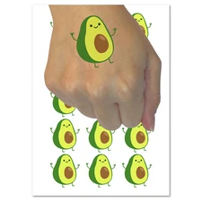 Friendly Avocado Buddy Temporary Tattoo Water Resistant Fake Body Art Set