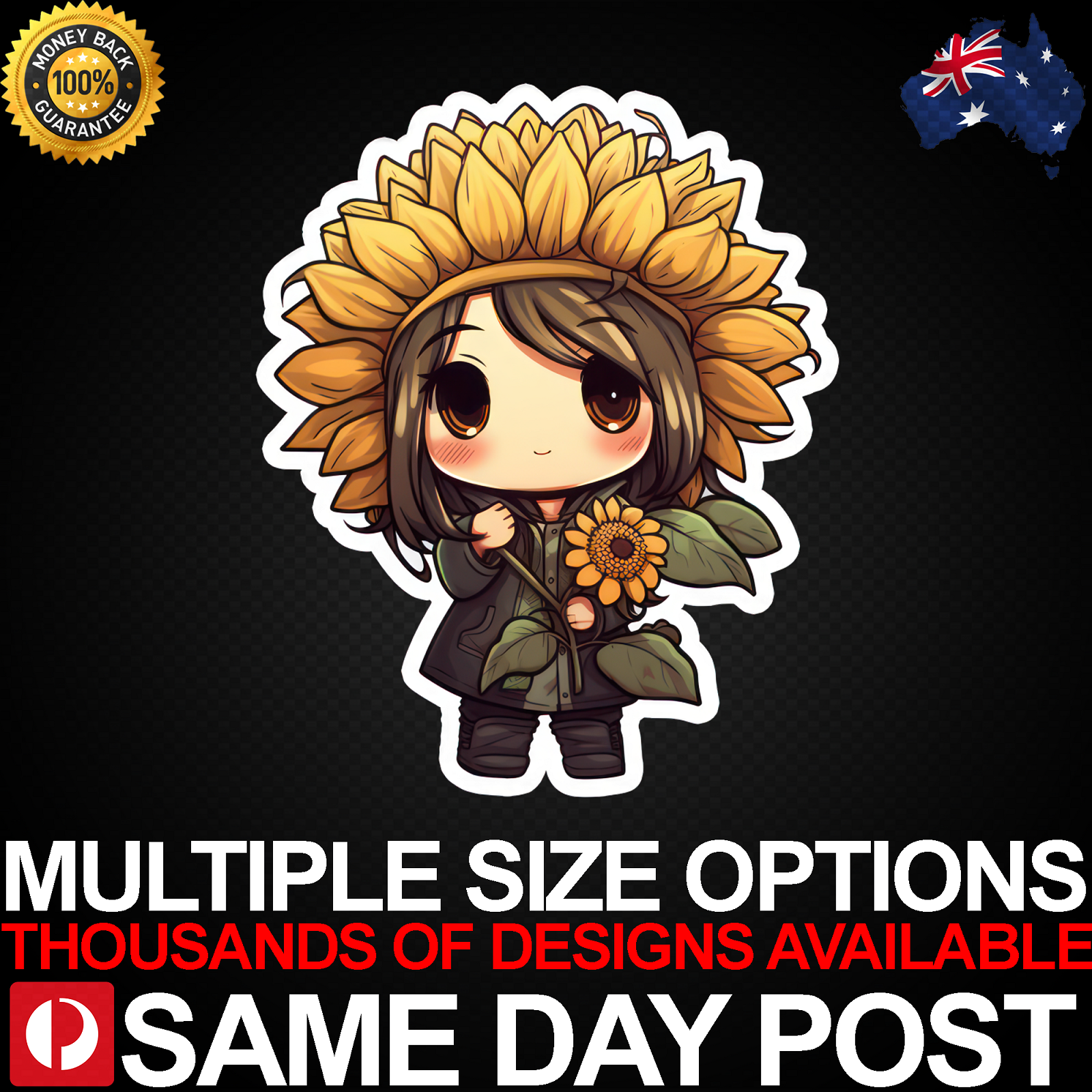 Stylish Sunflower Girl Vinyl Decal for Car Laptop Garden Decor