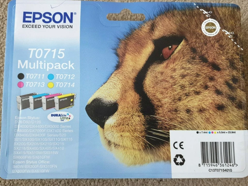 Epson T0715 Multipack inchiostro x 4 T0711 nero T0712 ciano T0713 magenta T0714 giallo - Immagine 2 di 4