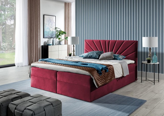Boxspringbett Doppelbett Bett mit Bettkasten Ehebett Betten Polsterbett Rot Neu Boxspringbett Doppelbett Bett mit Bettkasten Ehebett Betten Polsterbett Rot Neu
