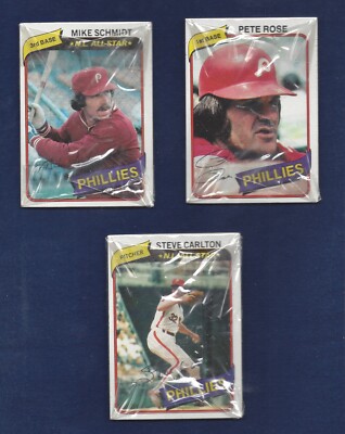 1980 BURGER KING BY TOPPS BASEBALL CELLO PACK PETE ROSE SCHMIDT CARLTON SHOWING