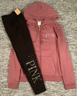 Sweat à Capuche Victoria's Secret Rose Pailleté 'Illinois' - Léger, Neuf Avec étiquettes