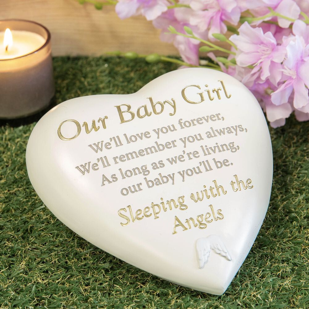 Our Baby Girl Graveside Heart Memorial Plaque Ornament, Bereavement Gift Tribute