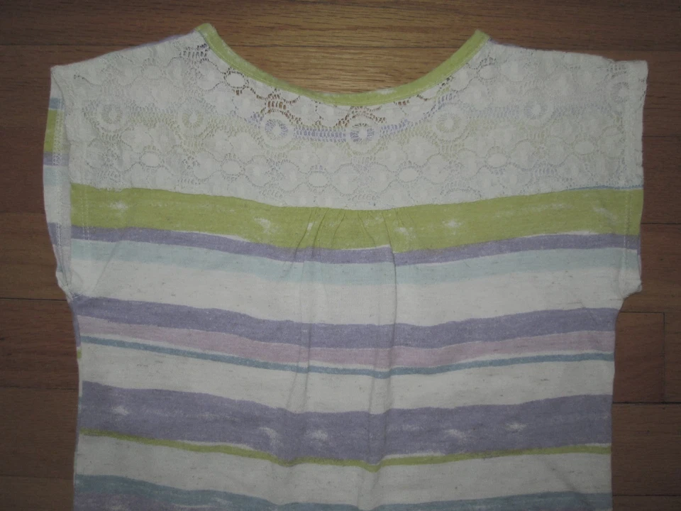 女童紫色黄色蕾丝条纹 ARIZONA 牛仔裤 S/S 针织上衣 - 尺寸小号 6/6X — 第 4/4 张图片