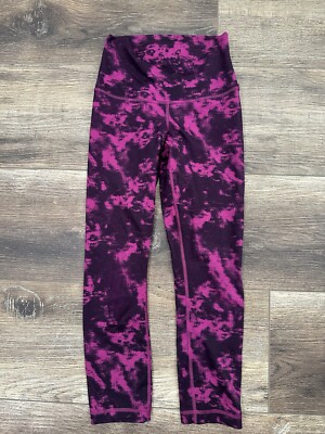 Lululemon Wunder Under Crop II Breezie Regal Plum Purple Black Tie-Dye Luon 
