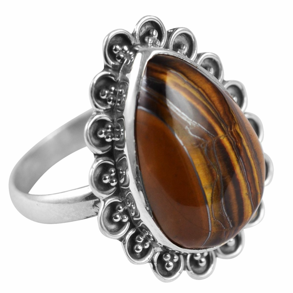 Tiger Eye Solid 925 Sterling Silver Ring Jewelry AR-8805