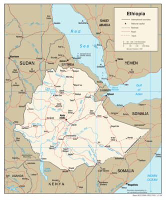 Ethiopia Road Highway Transportation Map Country Nation Poster Print