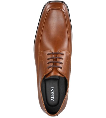 ALFANI Mens Dress Shoes Ralphie Brown Moc Toe Lace Up  display picture 1