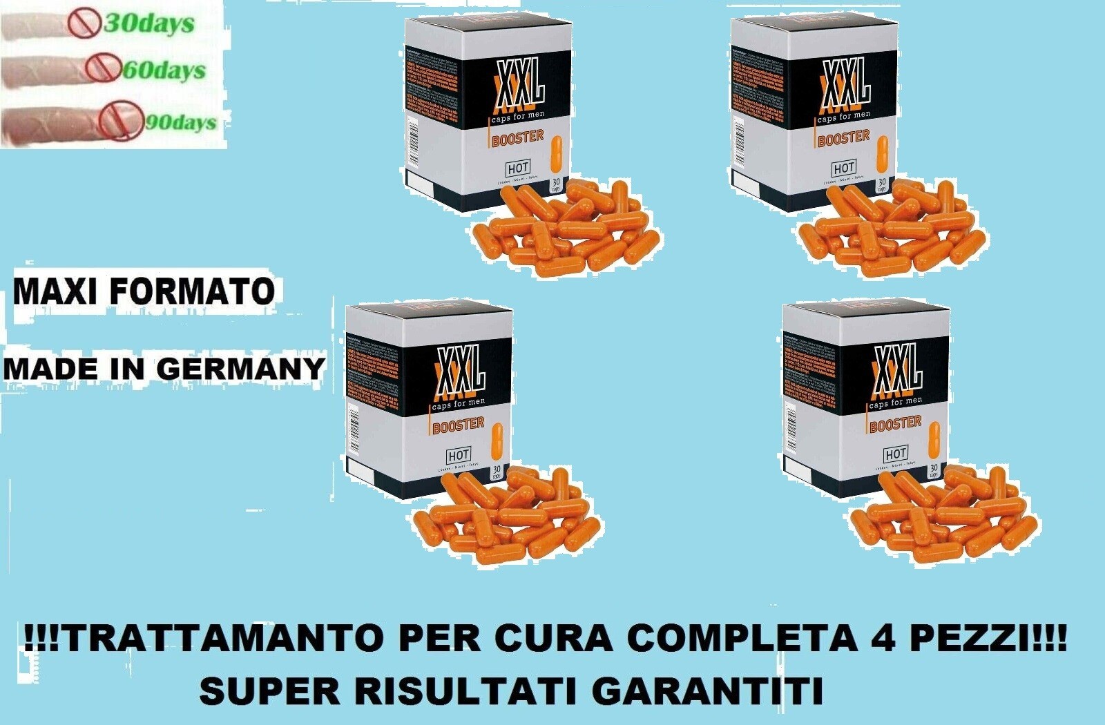 4x HOT XXL Booster Capsule - Ingrandimento Pene e Potenza Erezioni